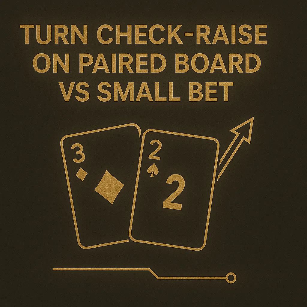 Turn check-raise against a small stab on a paired board, where wide range-bets from the preflop raiser are at their most vulnerable